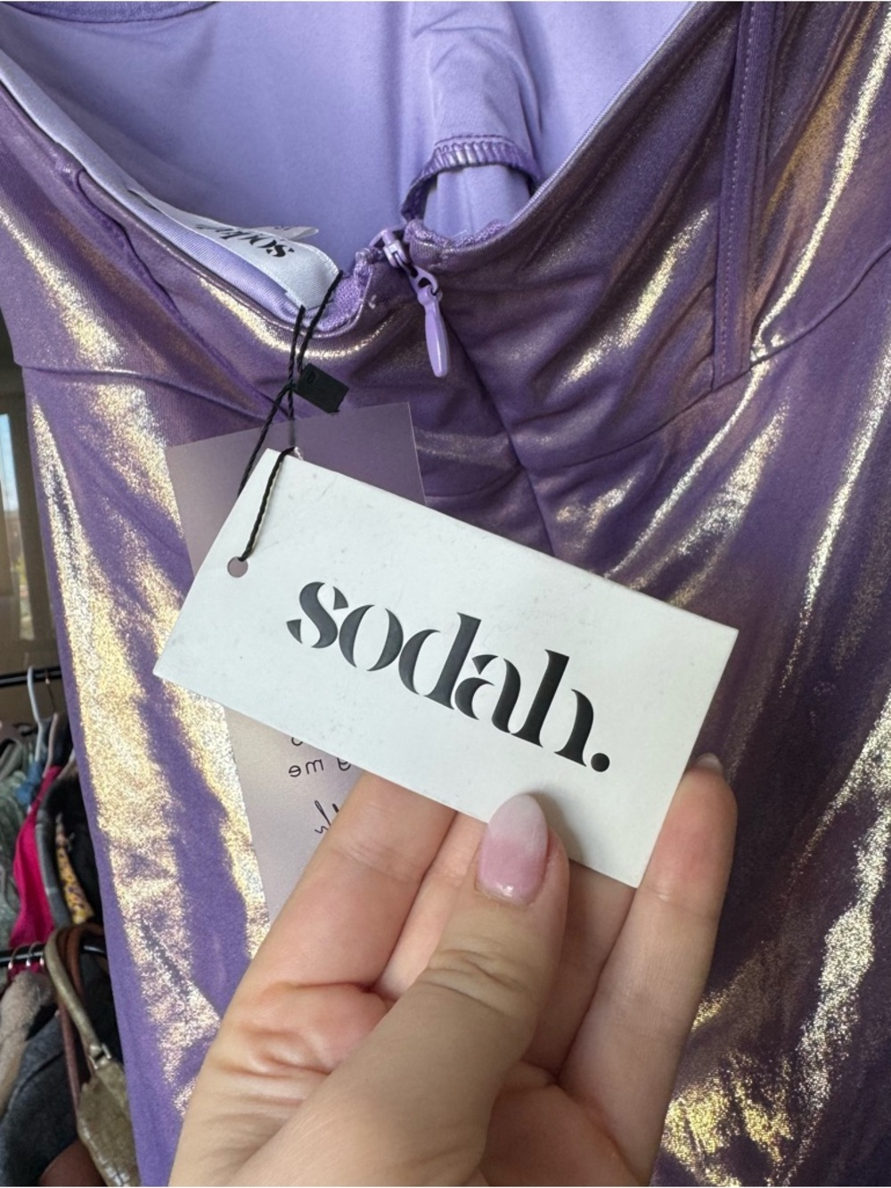 Sodah London NWT Blessed Mini Dress Purple Metallic US 12 (UK 16) - Picture 6 of 11